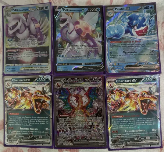 Cartas Pokémon Raras EX, GX e V - Lote Completo