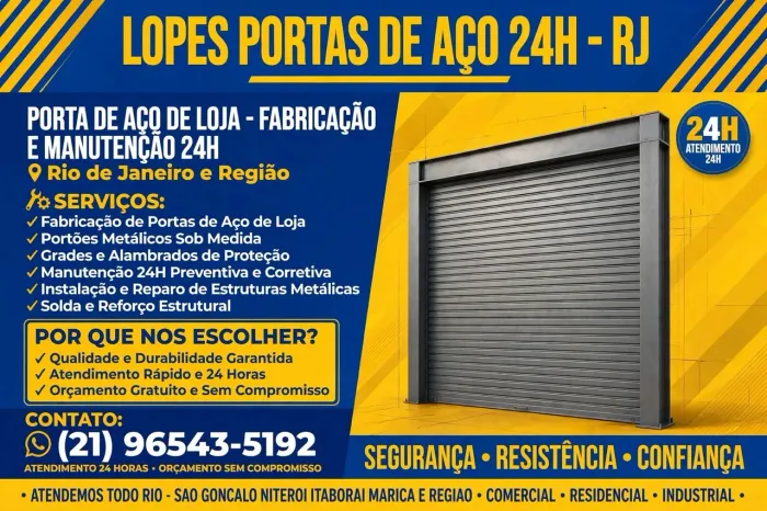 Serviços de portas de aços em geral. 24hrs