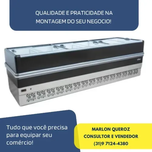 Ilha para Congelados Vidro Reto 3M Preta Polar