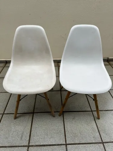Cadeira Eames Base Madeira - Branca