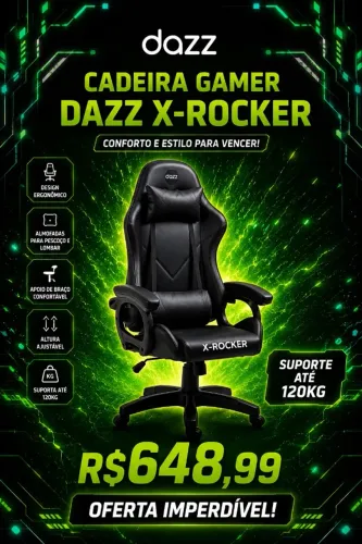 Cadeira Gamer Dazz X-Rocker, Preto - 62000151
