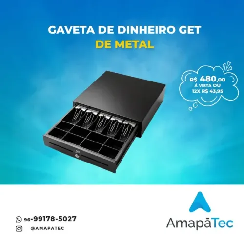 Gaveta de Dinheiro de Metal Get CD-58M