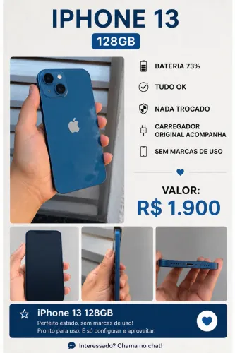 iPhone 13 - 128 gigas - em estado perfeito