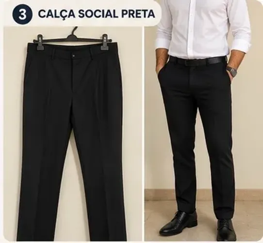 Calça Social Masculina Preta - Clássica e Bem Conservada