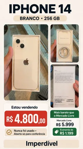Vendo iPhone 14 - Novo e com nota fiscal.