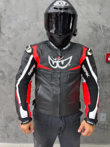 Jaqueta Berik de couro para moto esportiva