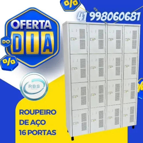 Armário Guarda volumes Roupeiro de aço 16 portas para funcionários