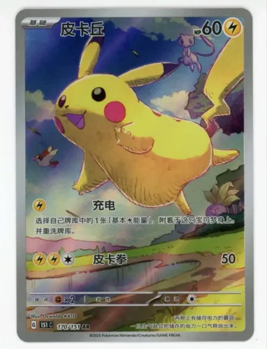 Carta Pokémon Pikachu Arte Rara Exclusiva Chinesa 170/151 NM