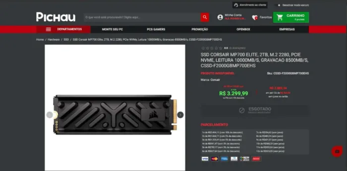 SSD Corsair MP700 Elite (2TB)