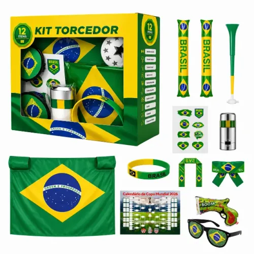 Kit Torcedor Brasil Copa Do Mundo 2026 - 12 Itens