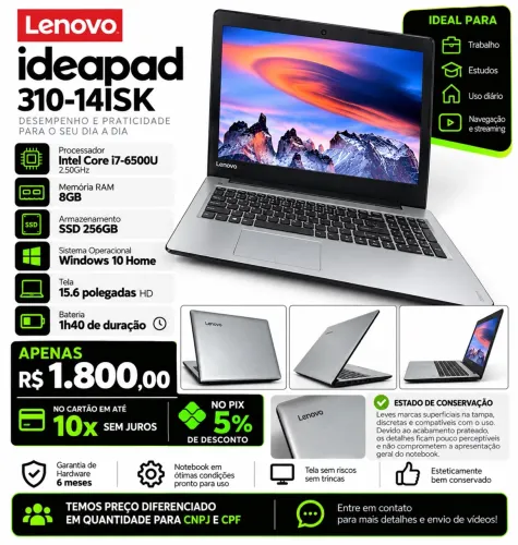 Lenovo IdeaPad 310-14ISK core i7 8gb 256gb 15.6 polegadas