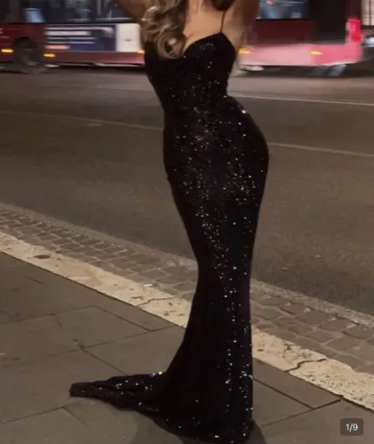 Vestido para festa gala trabalhado em brilhos - Tamanho M