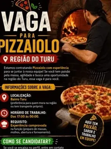 Pizzaiolo ou auxiliar de pizzaiolo