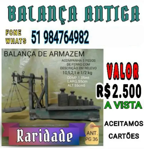 BALANÇA DE ARMAZEM RARÍSSIMA USADA ANTIGA EM MADEIRA NOBRE E ACOMPANHA 5 PESOS DE FERRO