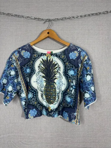Croped farm abacaxi azul tam M