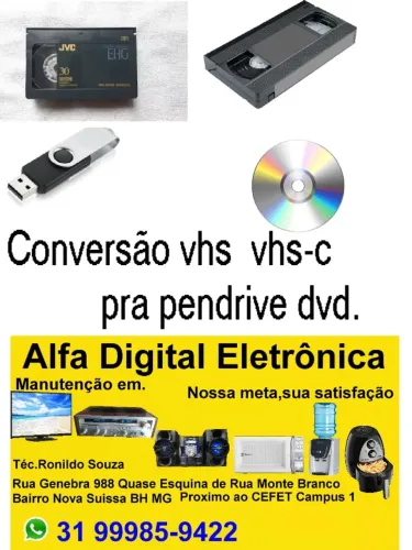 conversão de fitas vhs fitas vhs-c pra dvd e pedrive