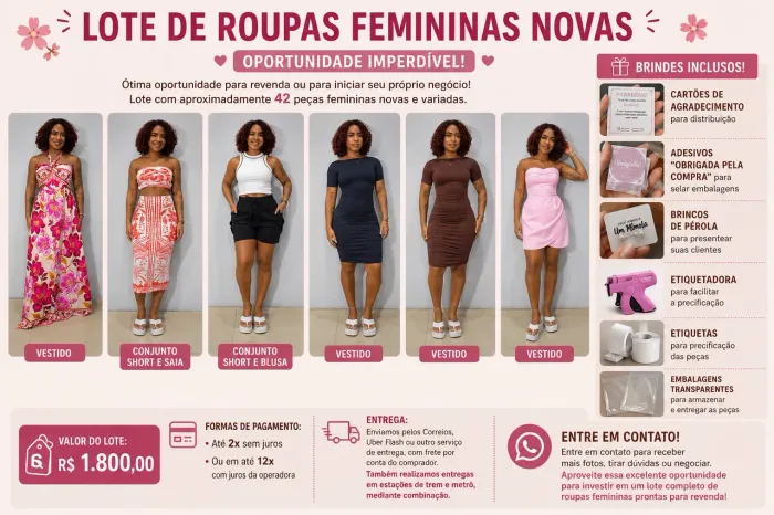 ? LOTE DE ROUPAS FEMININAS NOVAS - OPORTUNIDADE IMPERDÍVEL! ? 