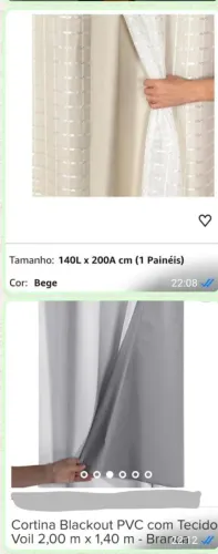 Cortinas Blackout PVC com Tecido Voil 2,00 m x 1,40 m
