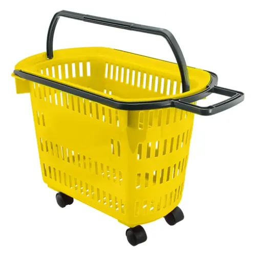 6391 - CESTA PLASTICA D-300 AMARELA DE 30L C/RODAS / MARCA: DELLAPLAST
