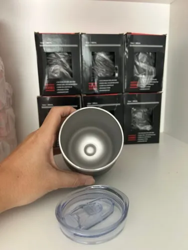 Copo Térmico com tampa Preto 360 Ml - Novo (7 unidades)