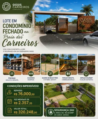 Repasse de terreno/lote em condomínio fechado na Praia dos Carneiros.