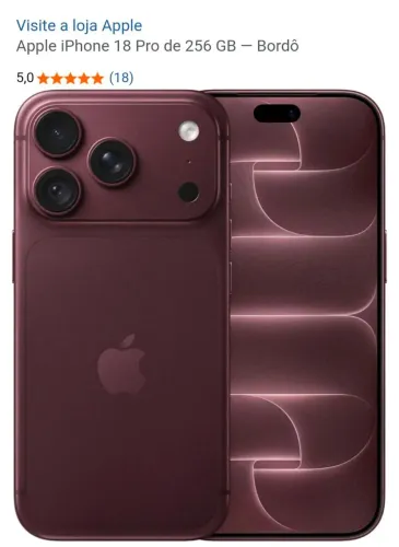 Vendo iPhone 18 pró Bordô 256 gigas lacrado