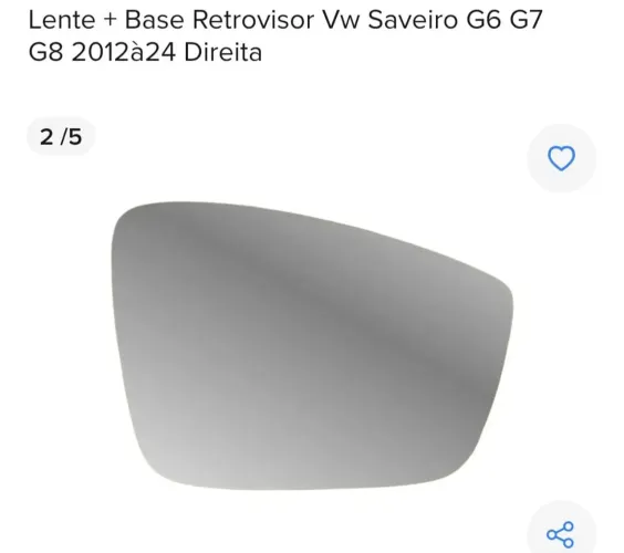 Vidro Lente Retrovisor Lado Esquerdo Saveiro 2012 A 2025