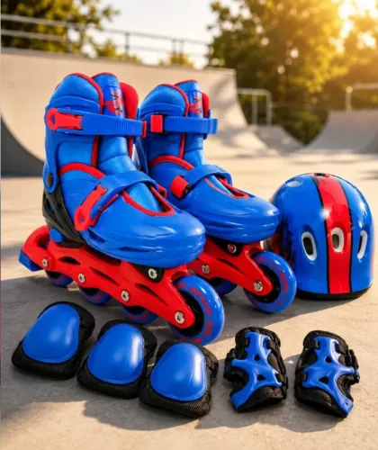 PATINS INLINE COM KIT DE PROTEÇÃO AJUSTÁVEL NO TAMANHO 