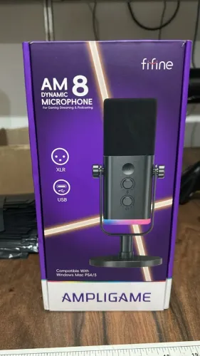 Microfone Fifine AM8 Dinâmico para Podcast, Streaming e Jogos com USB/XLR
