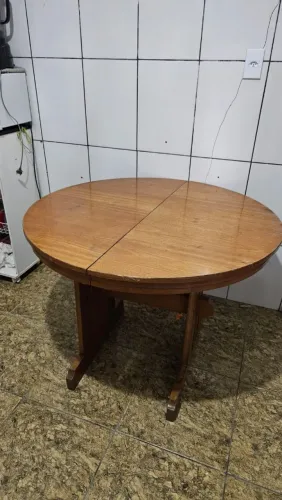 Mesa redonda madeira, ajustável