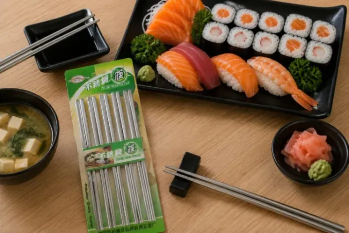 Hashi palitinho japonês para comer sushi inox comida japonesa palito inox 