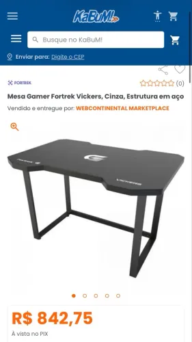 Mesa Gamer Fortrek Vickers, Cinza, Estrutura em aço