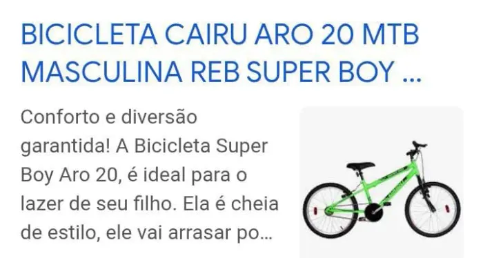 Bicicleta infantil aro 20 vendendo por 400 reais