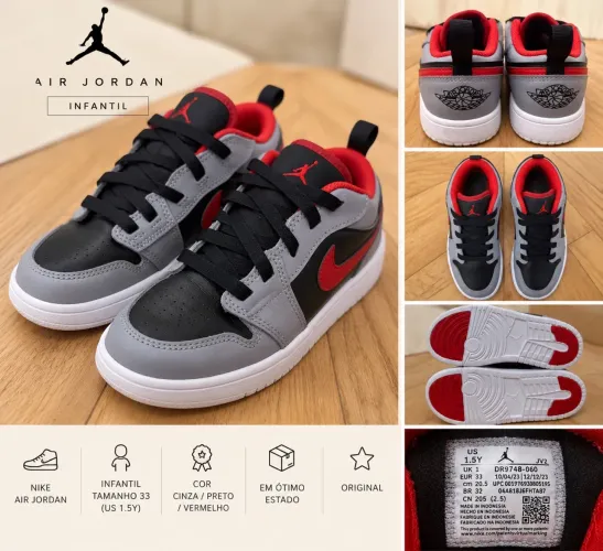 Tênis Infantil Nike Air Jordan 1 Low - Original