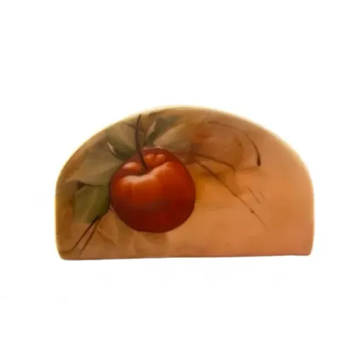 Porta guardanapo antiga e rara com cena de maçã feita a mão.