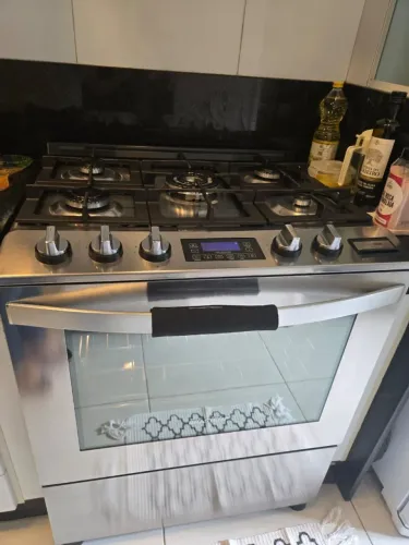 Fogão Brastemp Gourmand 5 Bocas Cor Inox Forno Elétrico com Convecção e Meat Control