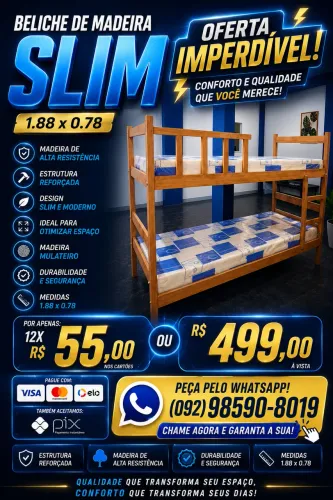 Beliche Madeira Novo com Entrega Grátis apenas R$ 12X R$ 55,00 Mensal