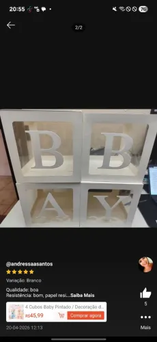 Kit 4 caixinhas "B,A,B,Y" a venda