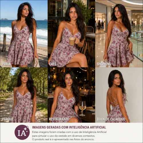 Vestido Forever 21 Floral Feminino Tam. M | Alcinha Regulável | Curto Evasê