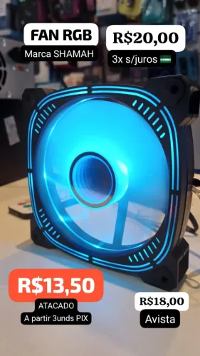 COOLER FAN RGB 120MM PRA GABINETE VALOR DE ATACADO A PARTIR 3 UNIDADES