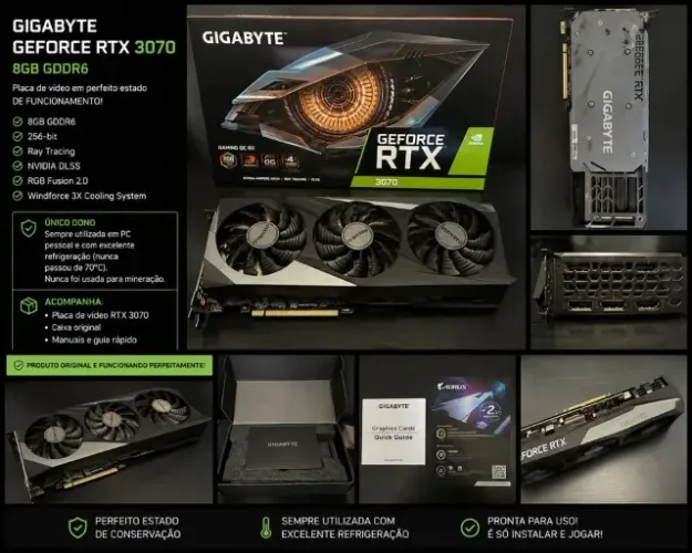 RTX 3070 Gigabyte Gaming OC 8GB | Caixa Completa | Único Dono