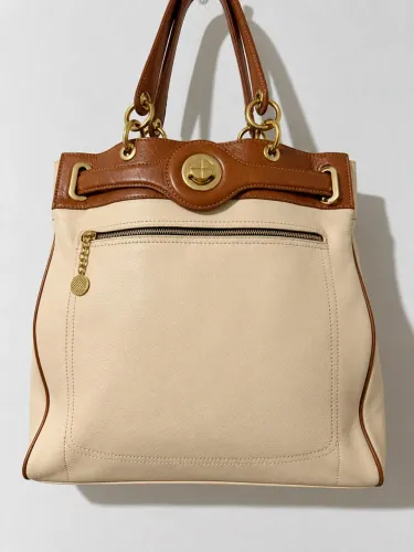 BOLSA AREZZO BICOLOR VINTAGE - CREME E CARAMELO/ COLEÇÃO ANO 2000