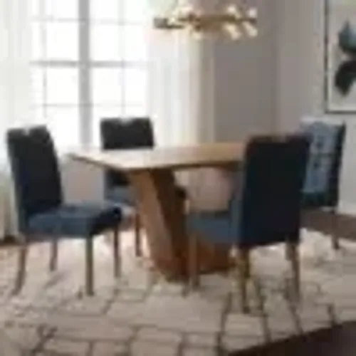 Mesa de Jantar Hanni 1.20 C/4 Cadeiras em Veludo Azul l76 S 