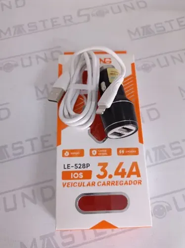 Kit carregador veicular. Com 2 usb, cabo lightning. Novo.