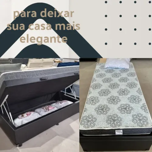 Cama de solteiro com bau reforçado + colchão incluso 