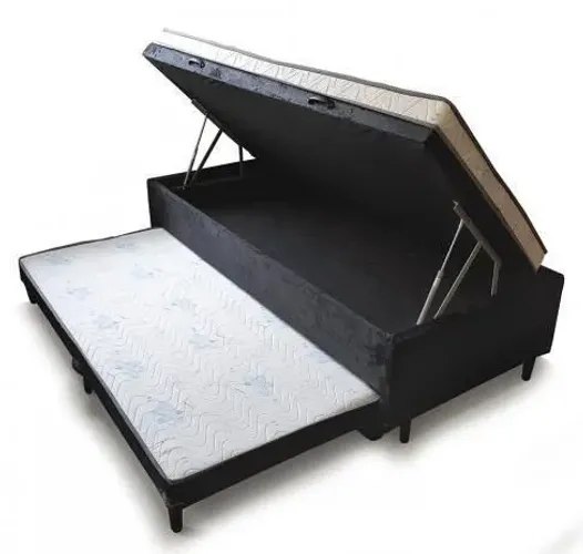 Cama Box Baú Solteirão com Auxiliar Espuma 