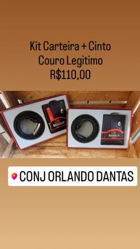 Kit Carteira e Cinto em Couro Legitimo