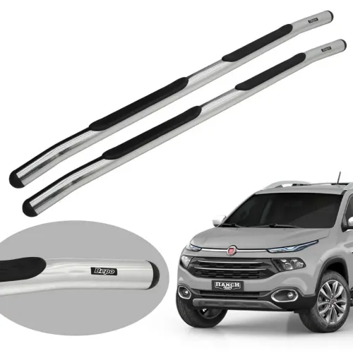 Estribo Bepo tipo original Ranch cromado Fiat Toro 2017 a 2025