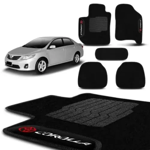 Jogo Tapete Carpete Corolla 2003 a 2019 Logo Bordada 5 Peças