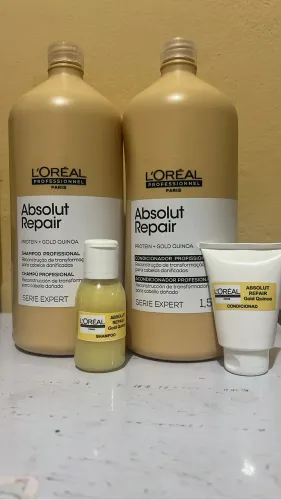 Kit shampoo e cond Loreal Gold Quinoa 60ml cada